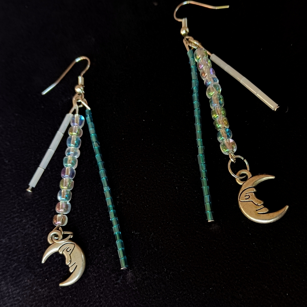 Handmade Crescent Moon Dangle Earrings